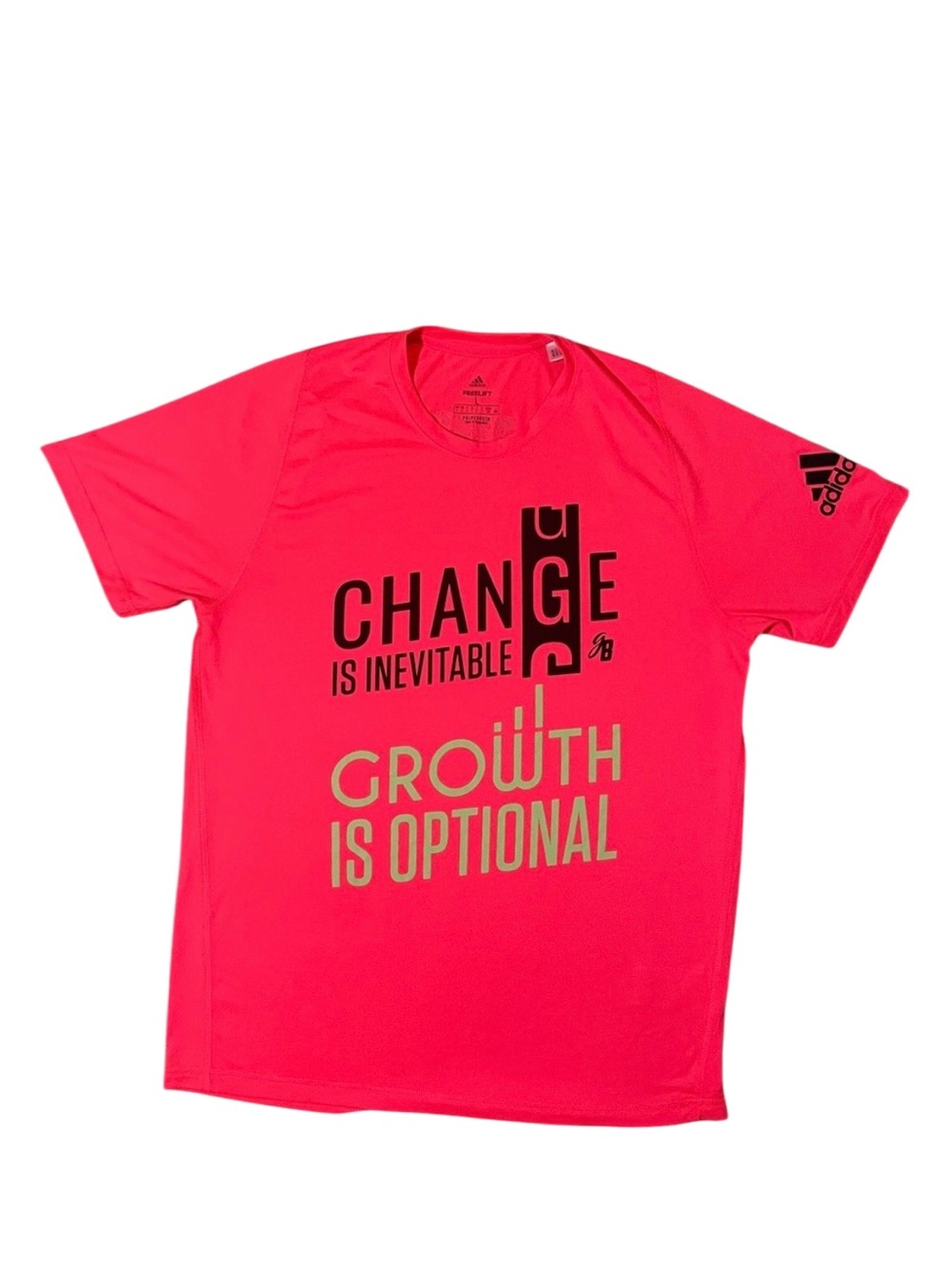 Adidas Mens L Neon Pink Graphic Motivational T Shirt - Picture 2 of 13